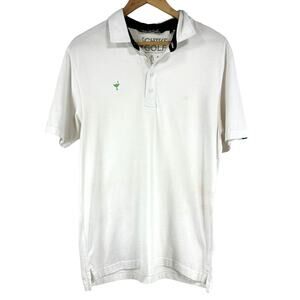 Travis Mathew Chive Golf White Men's Polo *Lightly Stained* Size Medium GUC